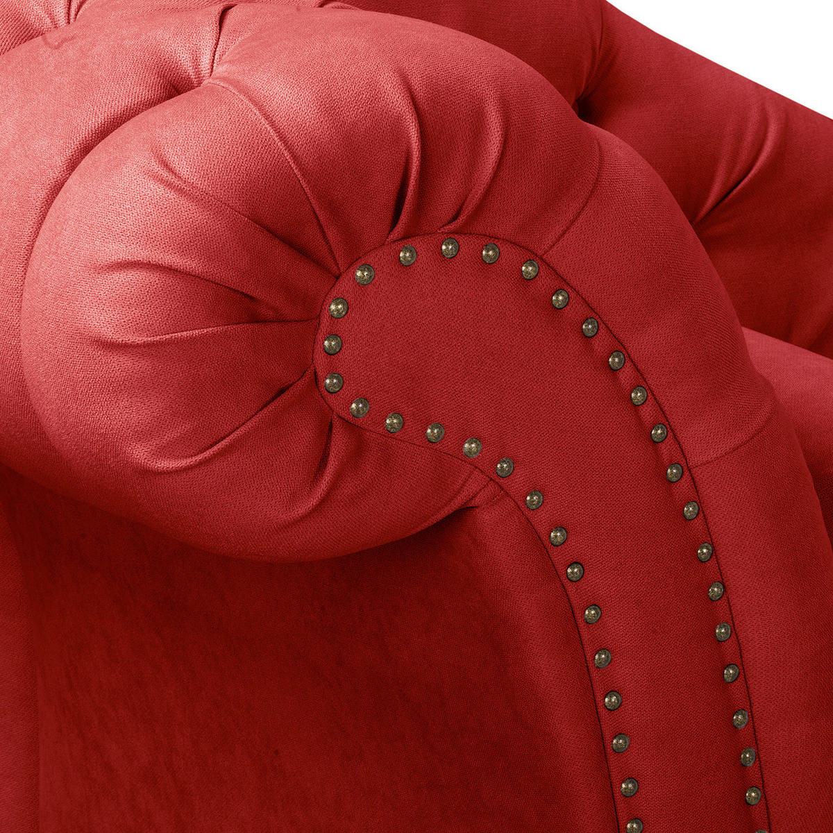 RÉCAMIERE Pako in Mikrofaser Rot  - Rot/Braun, Design, Holz/Textil (185/93/75cm) - Livetastic