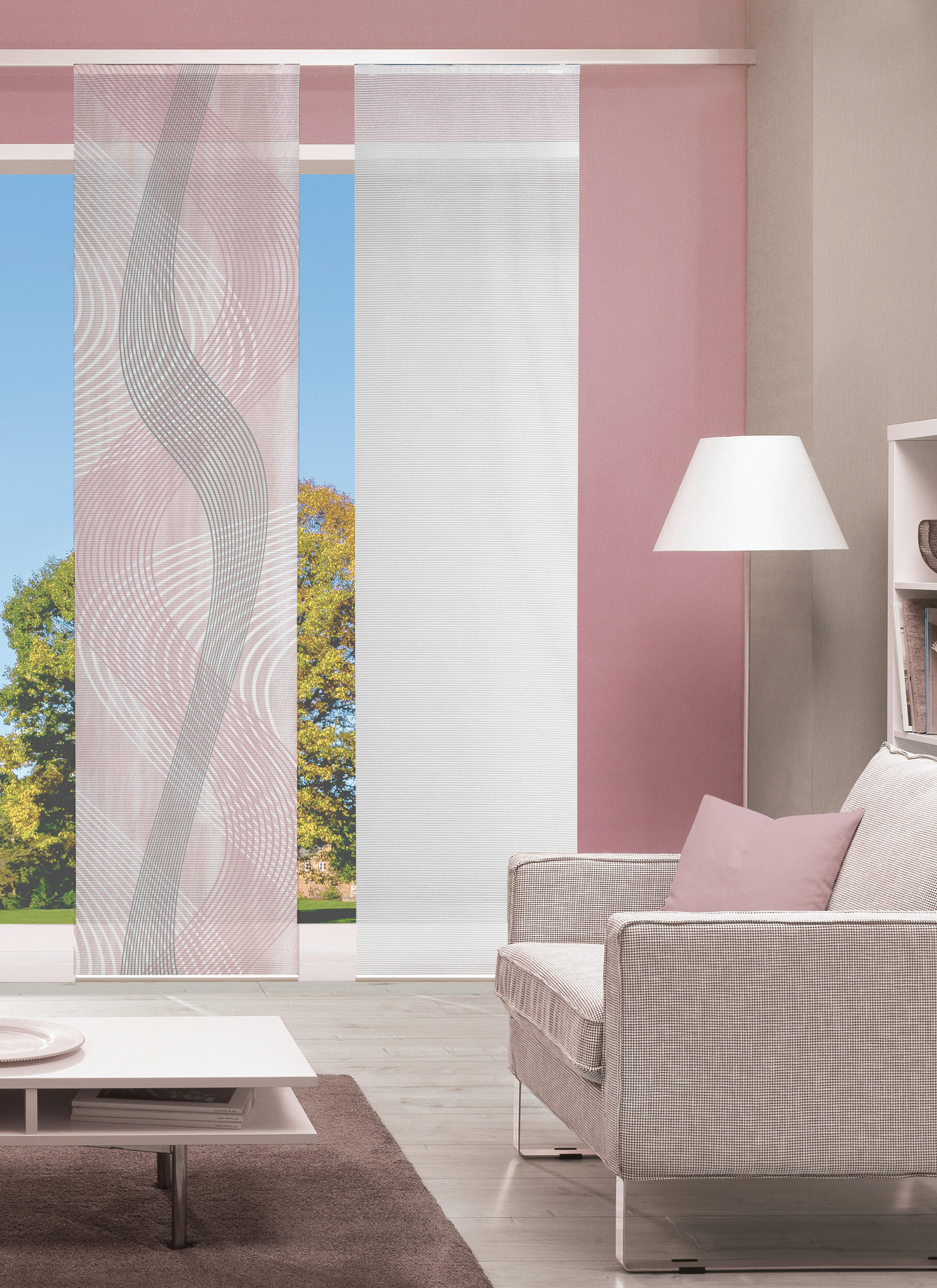 FLÄCHENVORHANG in Rosa, Rot halbtransparent  - Rot/Rosa, Design, Textil (60/260cm)
