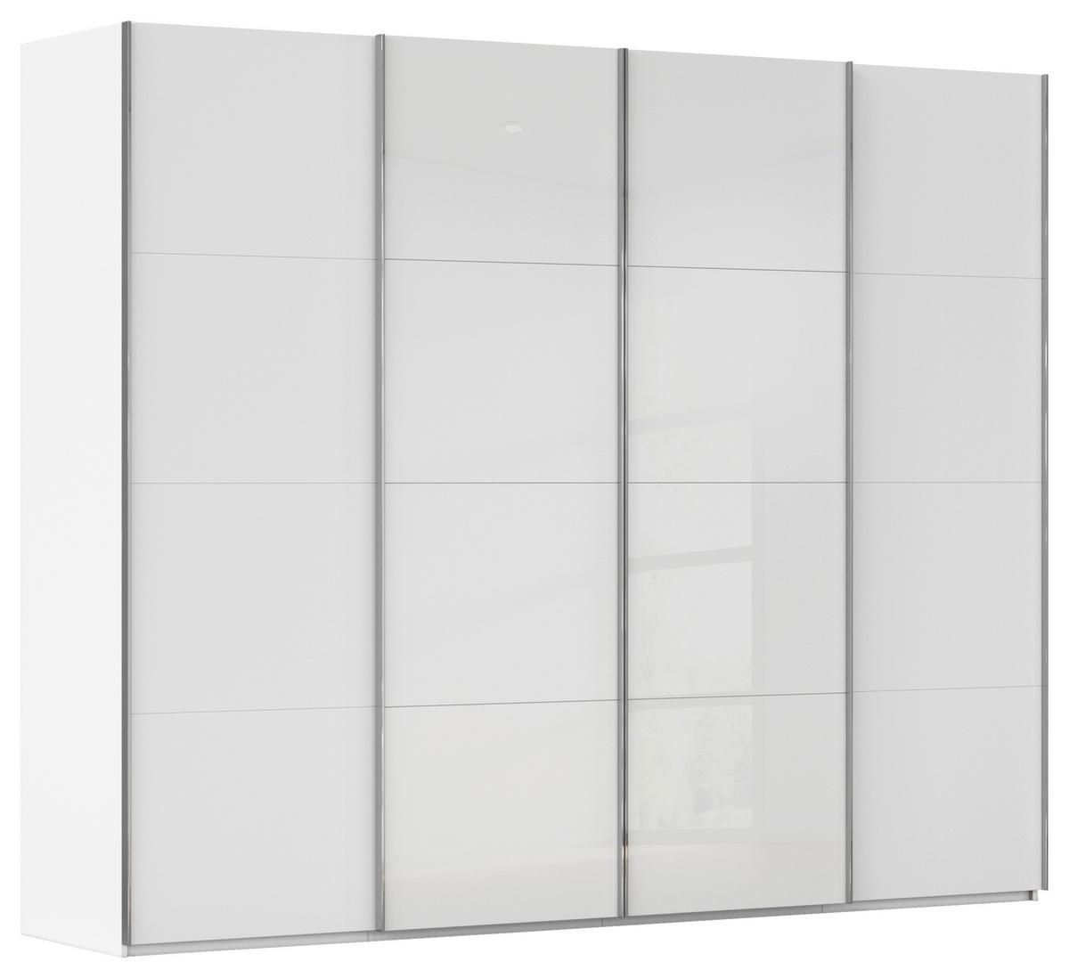 SCHWEBETÜRENSCHRANK 271/235/68 cm 4-türig Weiß  - Chromfarben/Weiß, KONVENTIONELL, Glas/Holzwerkstoff (271/235/68cm) - Novel