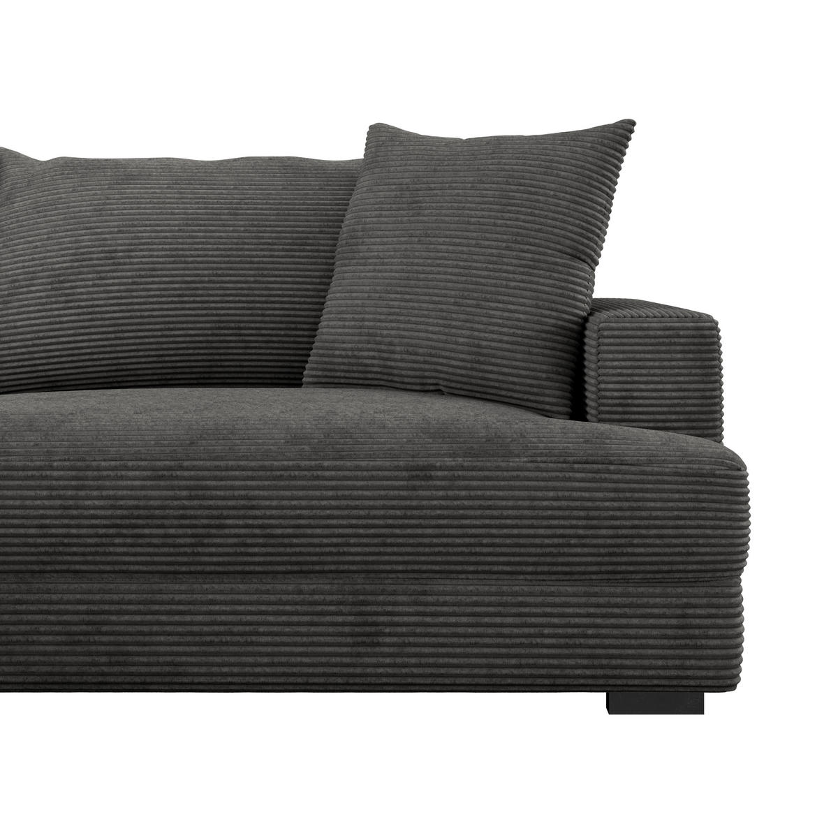 ECKSOFA Grau Cord  - Schwarz/Grau, MODERN, Textil (180/265cm) - P & B