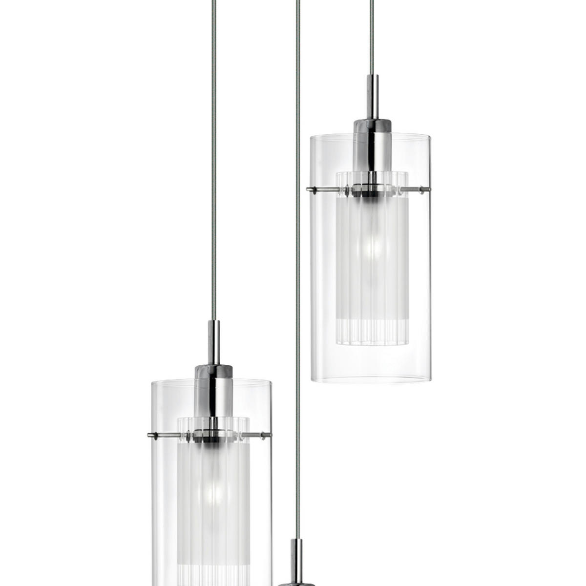 HÄNGELEUCHTE Duo I 26/26/120 cm  - Chromfarben/Silberfarben, Design, Glas/Metall (26/26/120cm)