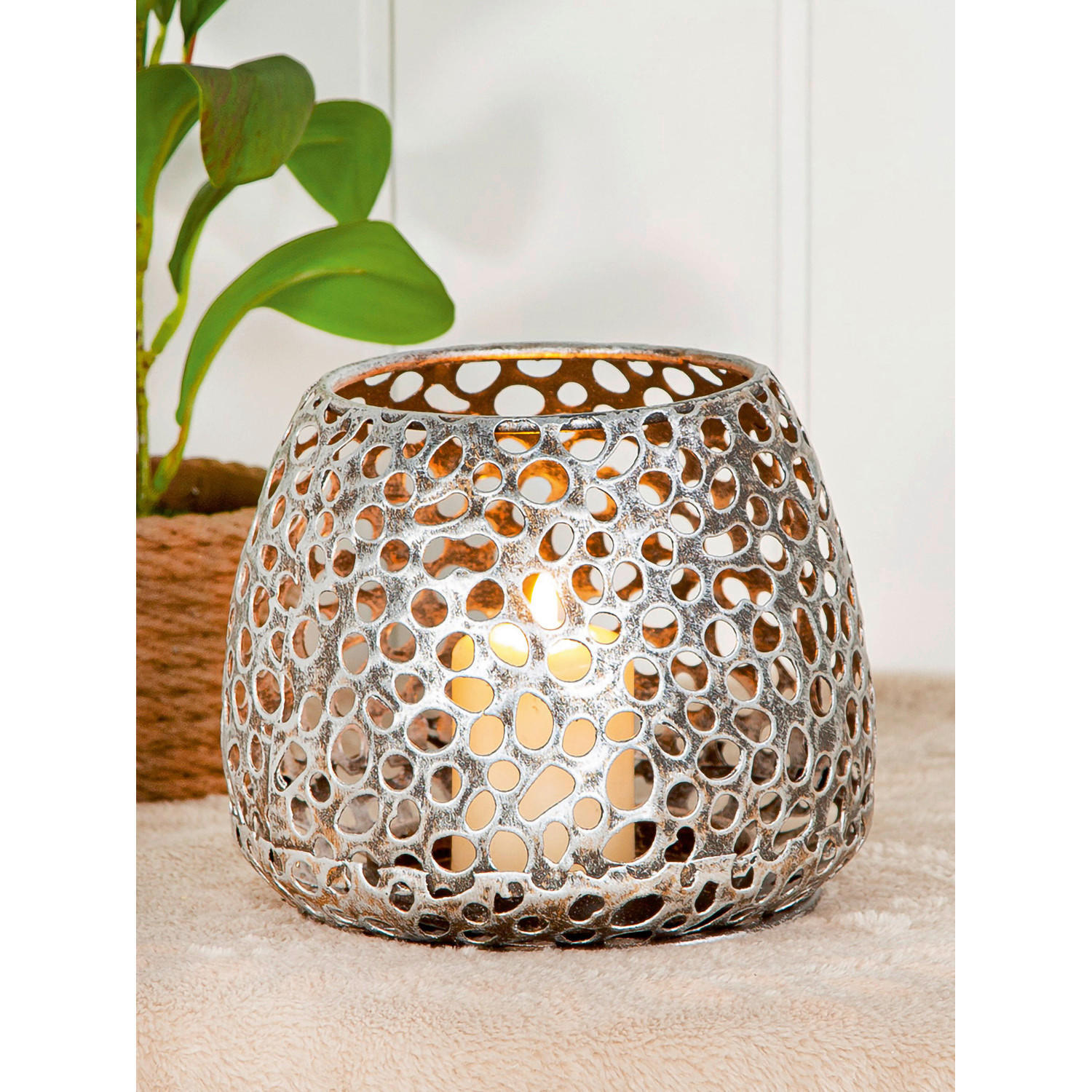WINDLICHT Silberfarben  - Silberfarben, Basics, Metall (14/12/14cm)