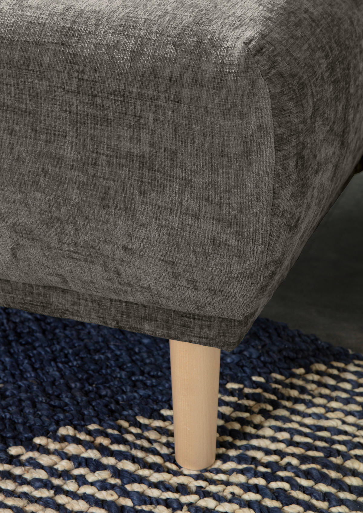 ECKSOFA Dunkelgrau Flachgewebe  - Dunkelgrau/Buchefarben, KONVENTIONELL, Holz/Textil (144/230cm) - Carryhome