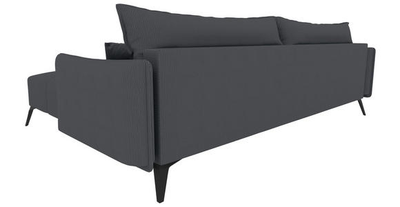 ECKSOFA  in Cord Dunkelgrau  253/180 cm  - Dunkelgrau/Schwarz, KONVENTIONELL, Textil/Metall (253/180cm) - Carryhome