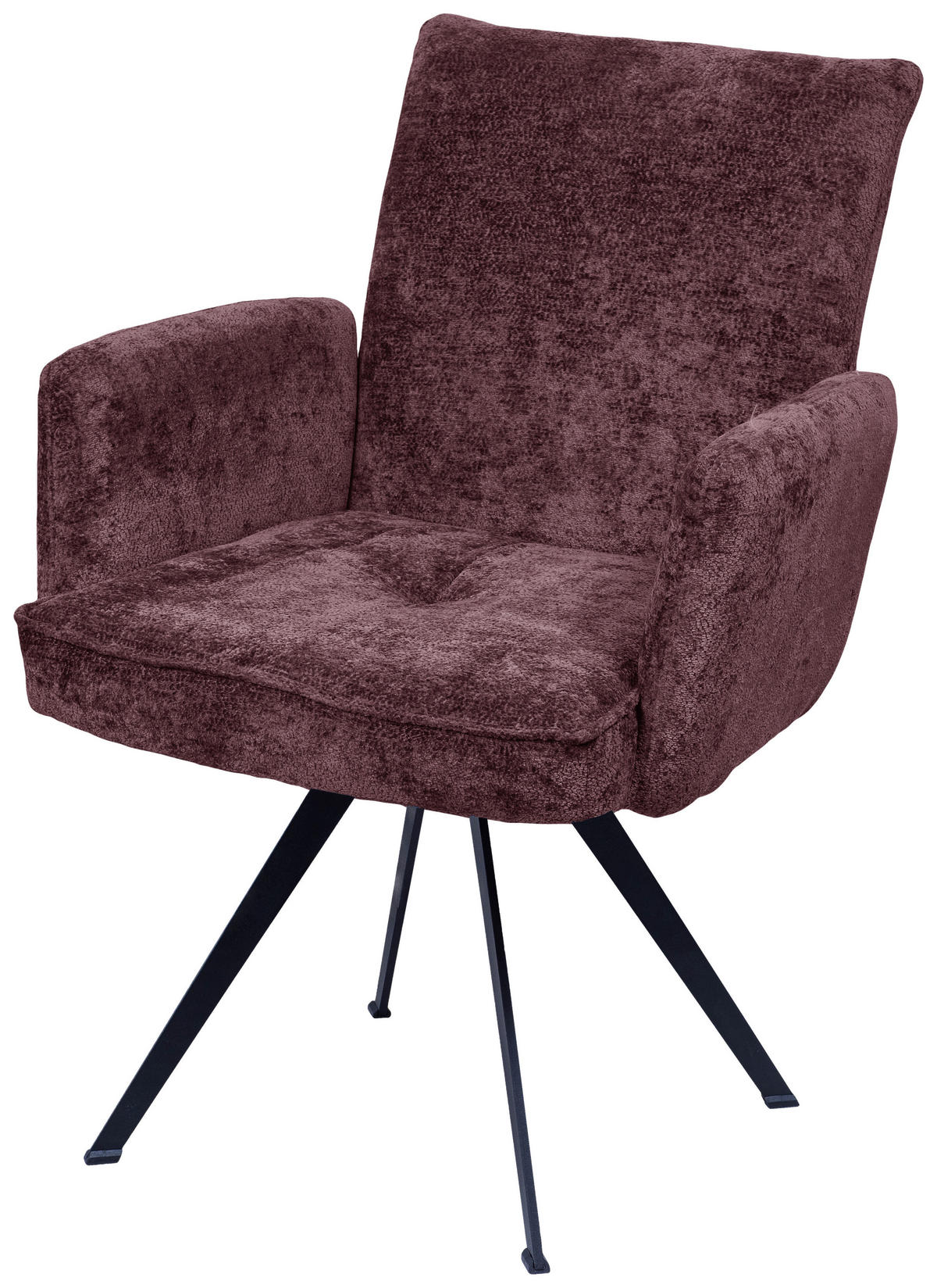ARMLEHNSTUHL  in Eisen Teddystoff  - Bordeaux/Schwarz, Design, Textil/Metall (63/87/71cm) - Welnova