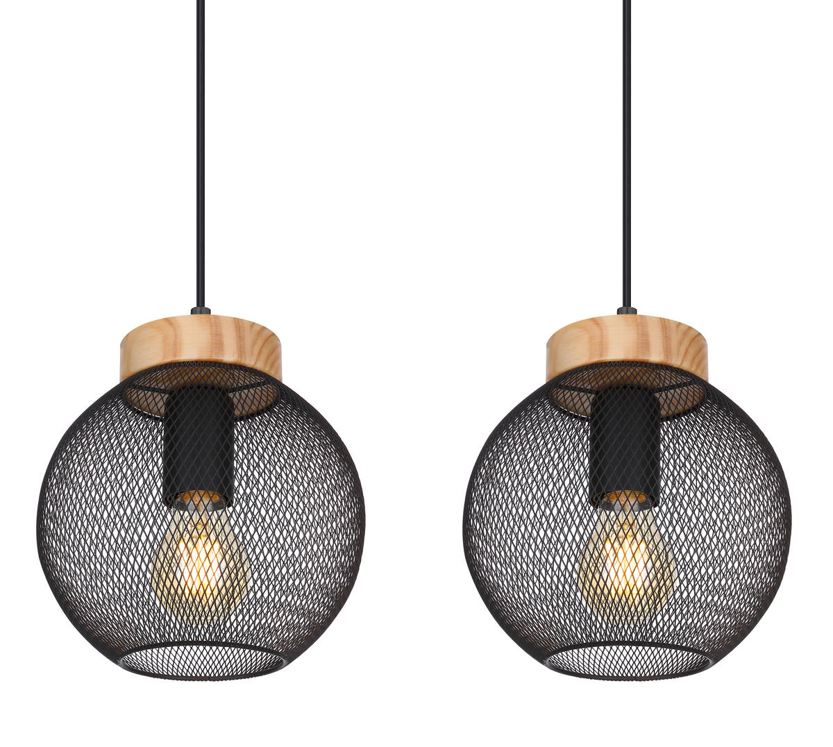 HÄNGELEUCHTE 95/20/120 cm   - Schwarz/Braun, Basics, Holz/Metall (95/20/120cm) - Globo