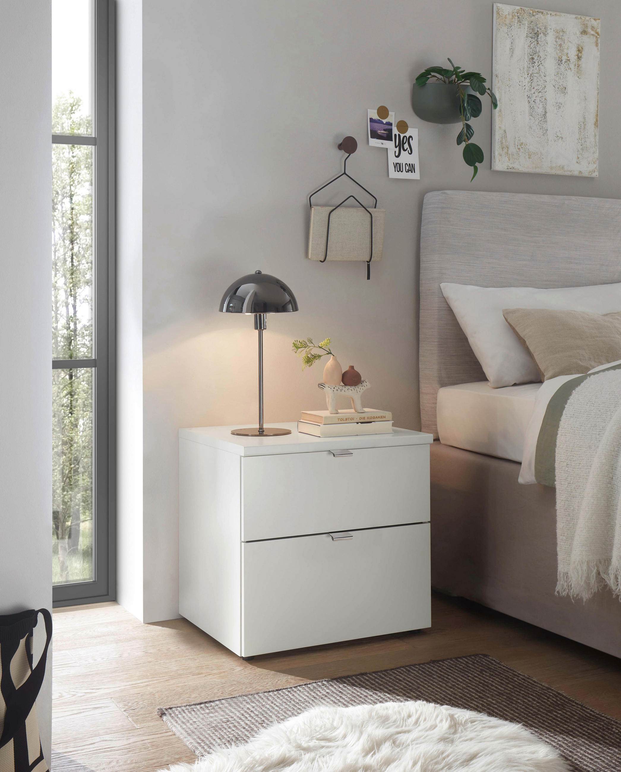 NACHTSCHRANK 40/46,4/43 cm  - Chromfarben/Schwarz, Basics, Holzwerkstoff/Metall (40/46,4/43cm) - Dieter Knoll