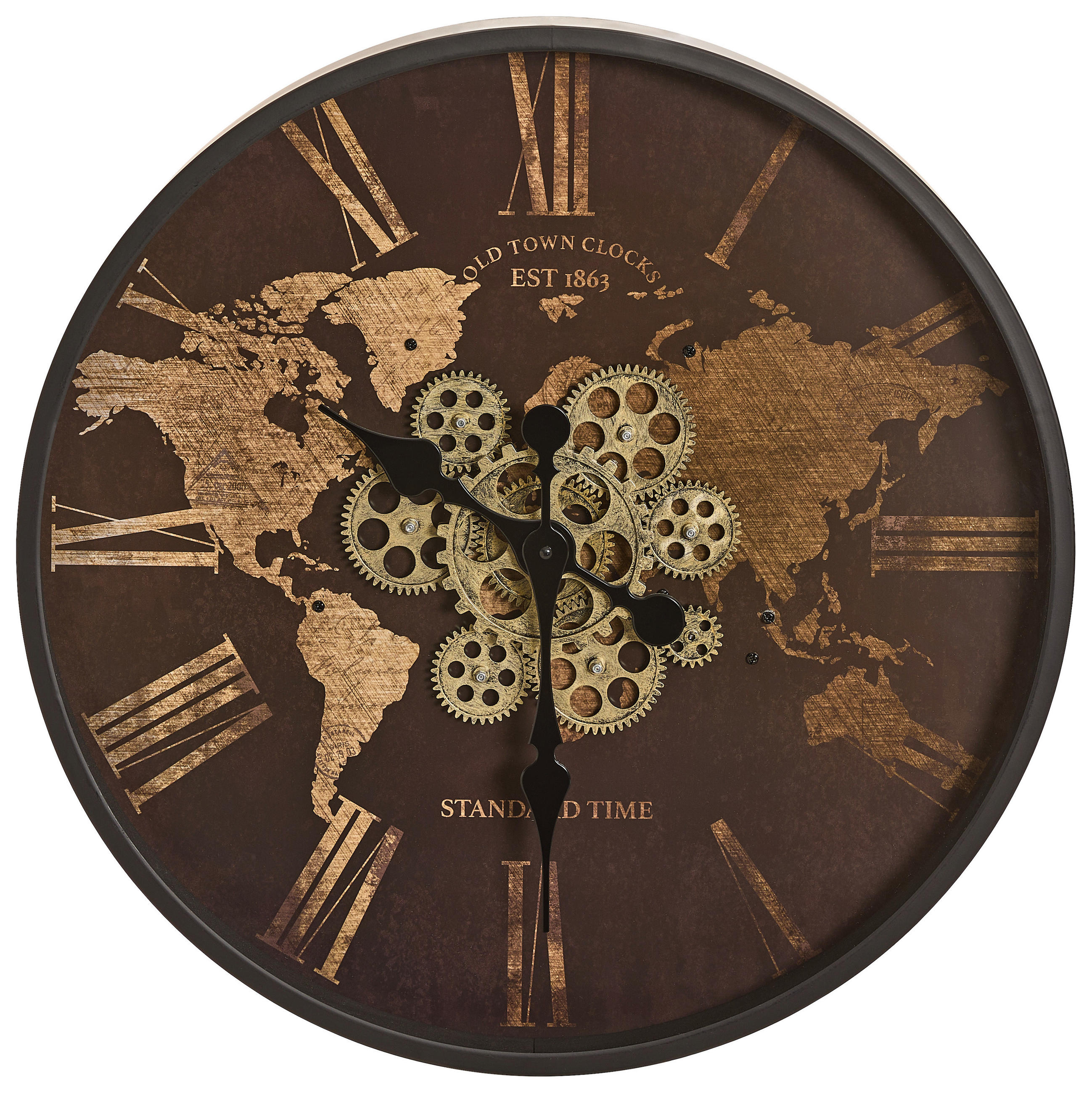 WANDUHR  Braun, Schwarz  - Schwarz/Braun, LIFESTYLE, Glas/Holzwerkstoff (57/6/57cm) - Xora