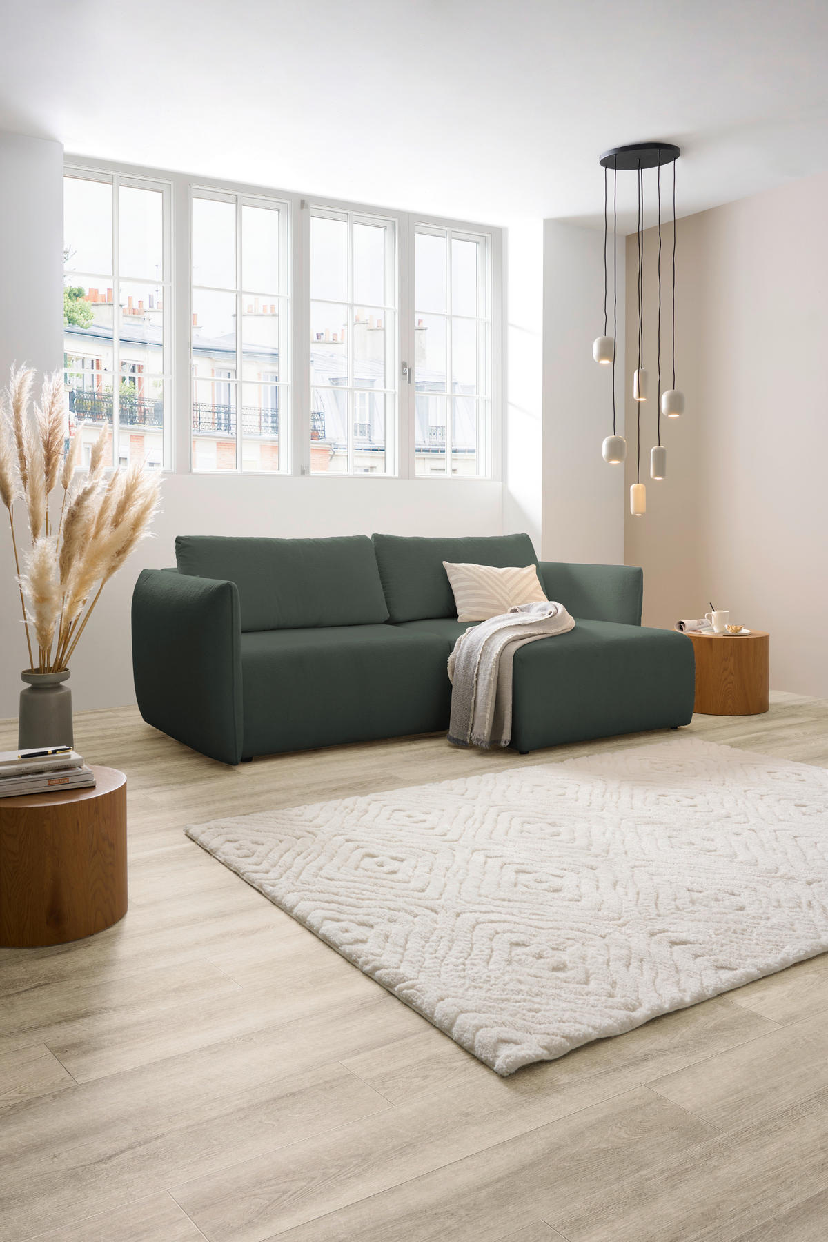 ECKSOFA Dunkelgrün Jersey  - Dunkelgrün/Schwarz, KONVENTIONELL, Kunststoff/Textil (238/148cm) - Carryhome