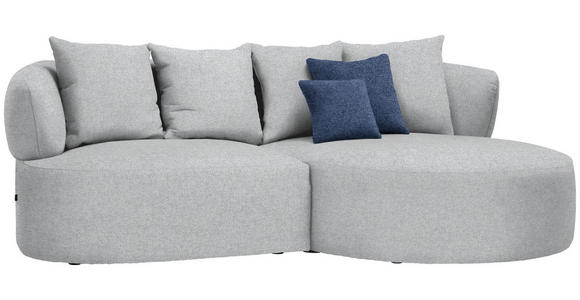 ECKSOFA in Flachgewebe Grau  - Schwarz/Dunkelblau, MODERN, Kunststoff/Textil (235/166cm) - Hom`in