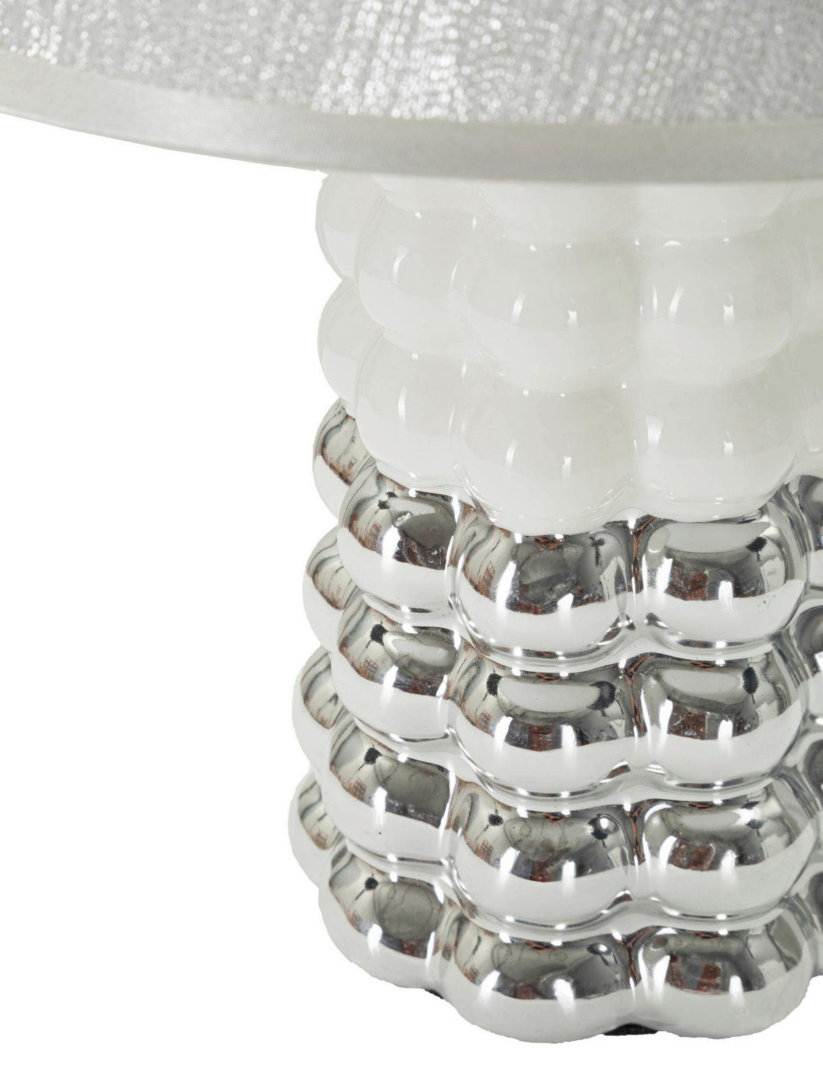 TISCHLEUCHTE   - Silberfarben/Weiß, Basics, Keramik/Textil (23/33/23cm)