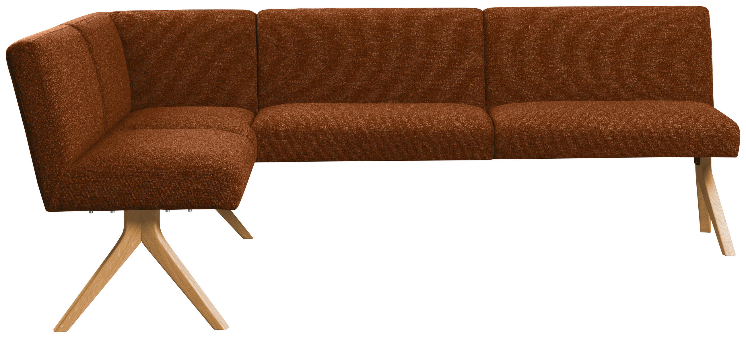 ECKBANK 172/218 cm Webstoff Haselnussfarben Eiche vollmassiv   - Eichefarben/Haselnussfarben, KONVENTIONELL, Holz/Textil (172/218cm) - Linea Natura