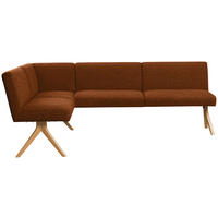 ECKBANK 172/218 cm Webstoff Haselnussfarben Eiche vollmassiv   - Eichefarben/Haselnussfarben, KONVENTIONELL, Holz/Textil (172/218cm) - Linea Natura