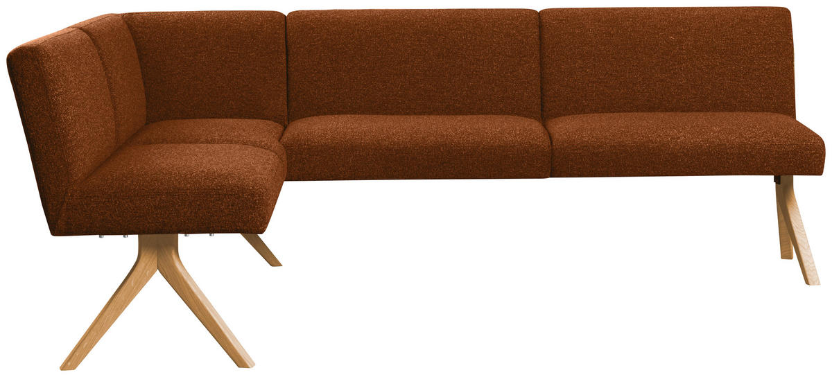 ECKBANK 172/218 cm Webstoff Haselnussfarben Eiche vollmassiv   - Eichefarben/Haselnussfarben, KONVENTIONELL, Holz/Textil (172/218cm) - Linea Natura