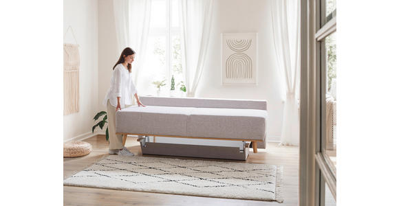 BOXSPRINGSOFA Hellgrau  - Hellgrau, Design, Holz/Textil (203/97/107cm) - Dieter Knoll