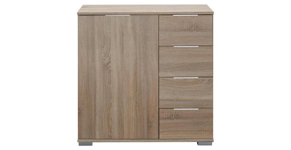 KOMMODE 81/83/41 cm - Eichefarben/Silberfarben, KONVENTIONELL, Holzwerkstoff (81/83/41cm) - Cantus