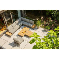 LOUNGEGARNITUR Teakholz massiv Aluminium  - Anthrazit/Grau, KONVENTIONELL, Holz/Textil (322/84/252cm) - Siena Garden