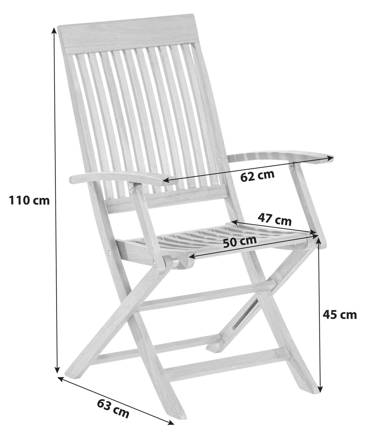 ZAHRADNÍ SKLÁDACÍ KŘESLO, dřevo - přírodní barvy, Romantický / Rustikální, dřevo (62/110/63cm) - Gardenson