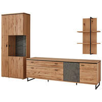 WOHNWAND  in Anthrazit, Eichefarben  320,2/208,9/50,2 cm    - Eichefarben/Anthrazit, KONVENTIONELL, Glas/Holz (320,2/208,9/50,2cm) - Linea Natura