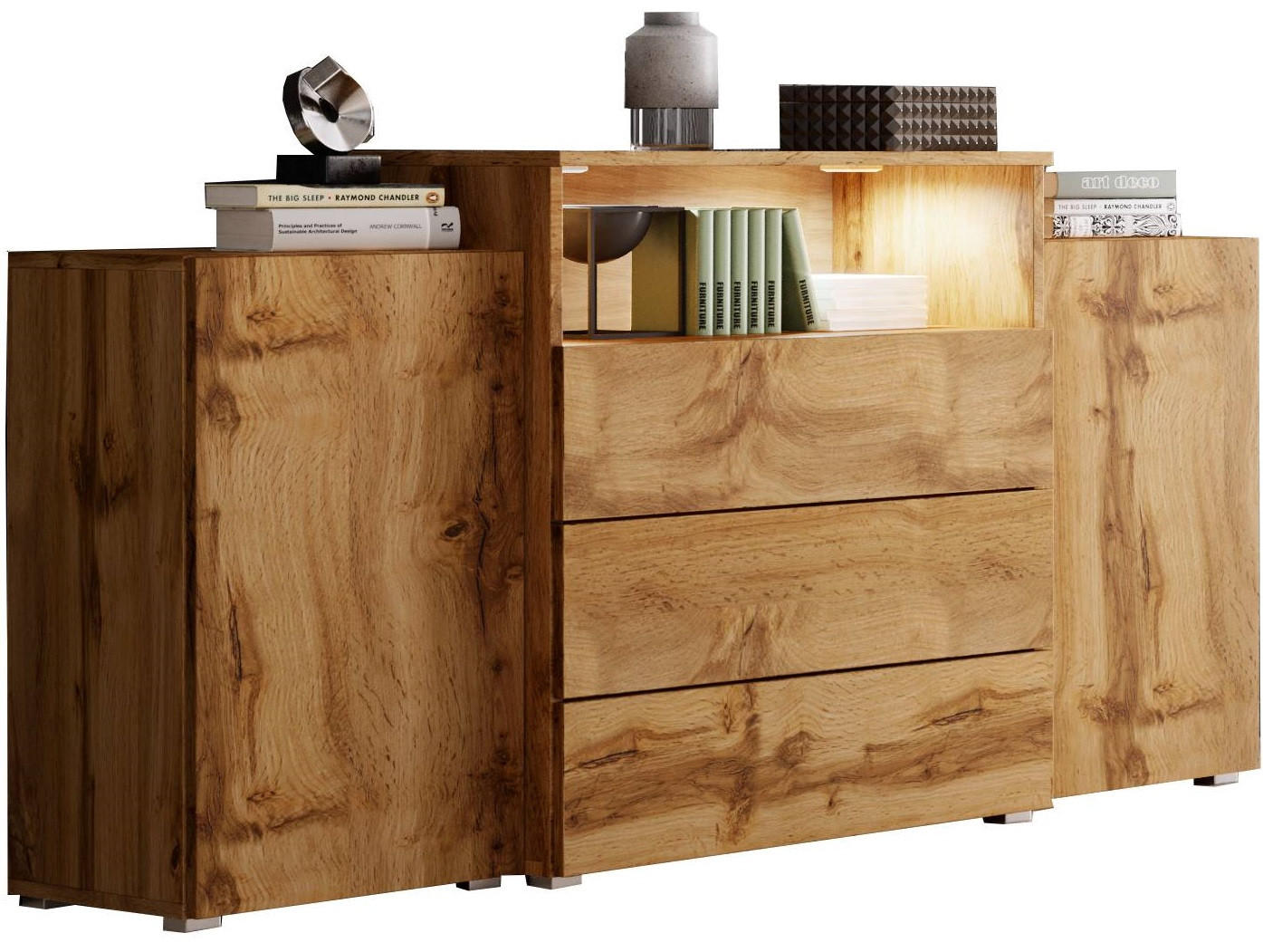 P & B SIDEBOARD Eiche Wotan 150cm × 33cm × 69cm