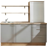 KÜCHENLEERBLOCK 180 cm   in Grau, Eichefarben  - Edelstahlfarben/Eichefarben, Design, Holzwerkstoff/Metall (180cm) - Pino