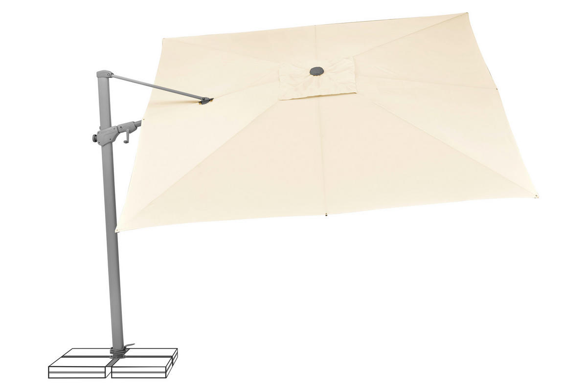 AMPELSCHIRM 300x300 cm Ecru  - Ecru/Silberfarben, KONVENTIONELL, Textil/Metall (300/300cm) - Suncomfort by Glatz