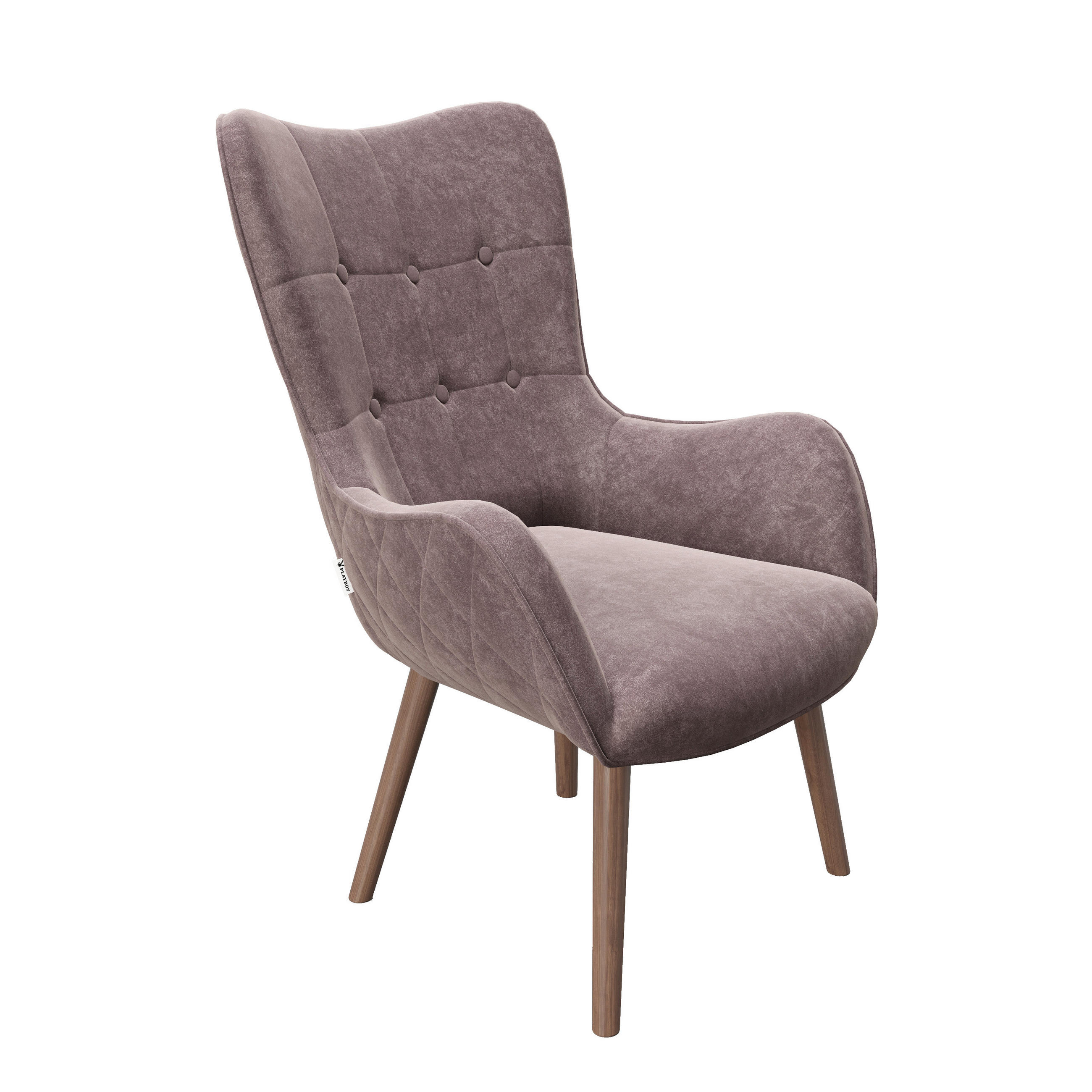 OHRENSESSEL Samt Rosa  - Braun/Rosa, KONVENTIONELL, Holz/Textil (68/99/77cm) - Playboy