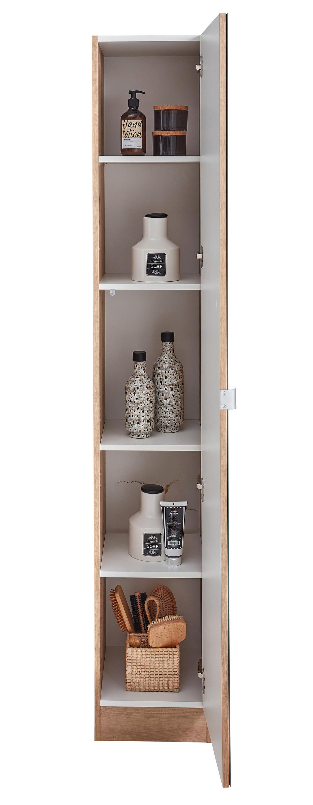 HOCHSCHRANK 32,5/195,5/33 cm  - Eichefarben, KONVENTIONELL, Glas/Holzwerkstoff (32,5/195,5/33cm) - Xora