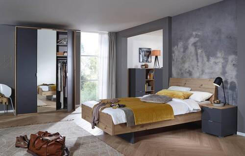 BETT 120/200 cm Graphitfarben, Eichefarben, Eiche Artisan  - Eichefarben/Graphitfarben, Trend (120/200cm) - Stylife