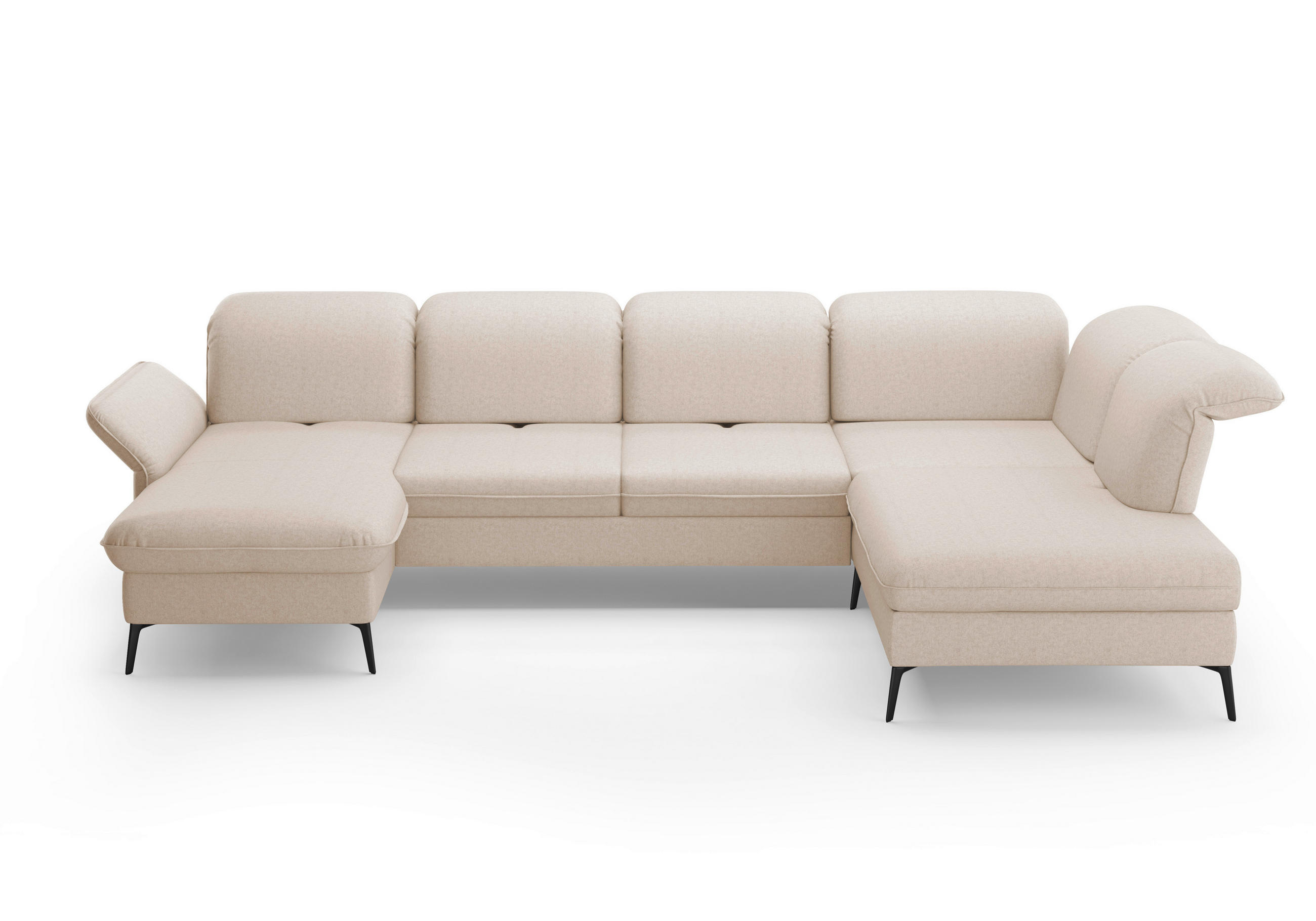 WOHNLANDSCHAFT in Flachgewebe Creme  - Creme/Schwarz, Konventionell, Textil/Metall (198/359/231cm) - Sit & More