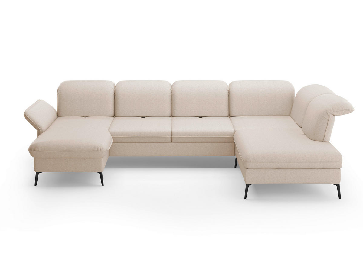 WOHNLANDSCHAFT in Flachgewebe Creme  - Creme/Schwarz, Konventionell, Textil/Metall (198/359/231cm) - Sit & More