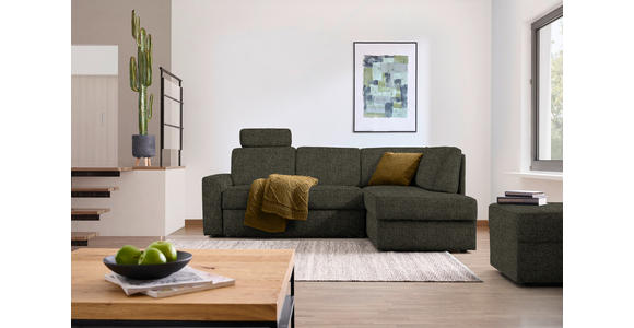 ECKSOFA in Webstoff Dunkelgrün  - Dunkelgrün/Schwarz, KONVENTIONELL, Kunststoff/Textil (224/165cm) - Xora