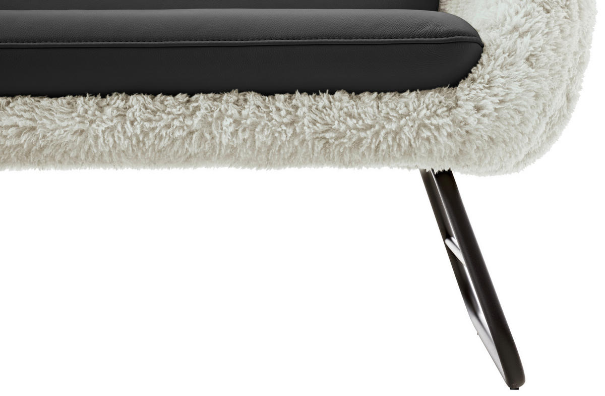 SITZBANK 219/87/78 cm  in Dunkelblau, Beige  - Beige/Schwarz, Design, Leder/Textil (219/87/78cm) - Koinor