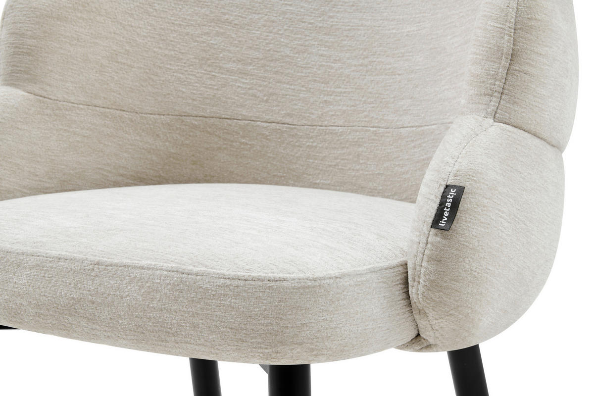 VIERFUßSTUHL - Beige/Schwarz, MODERN, Holz/Textil (60,5/82/61cm) - Livetastic