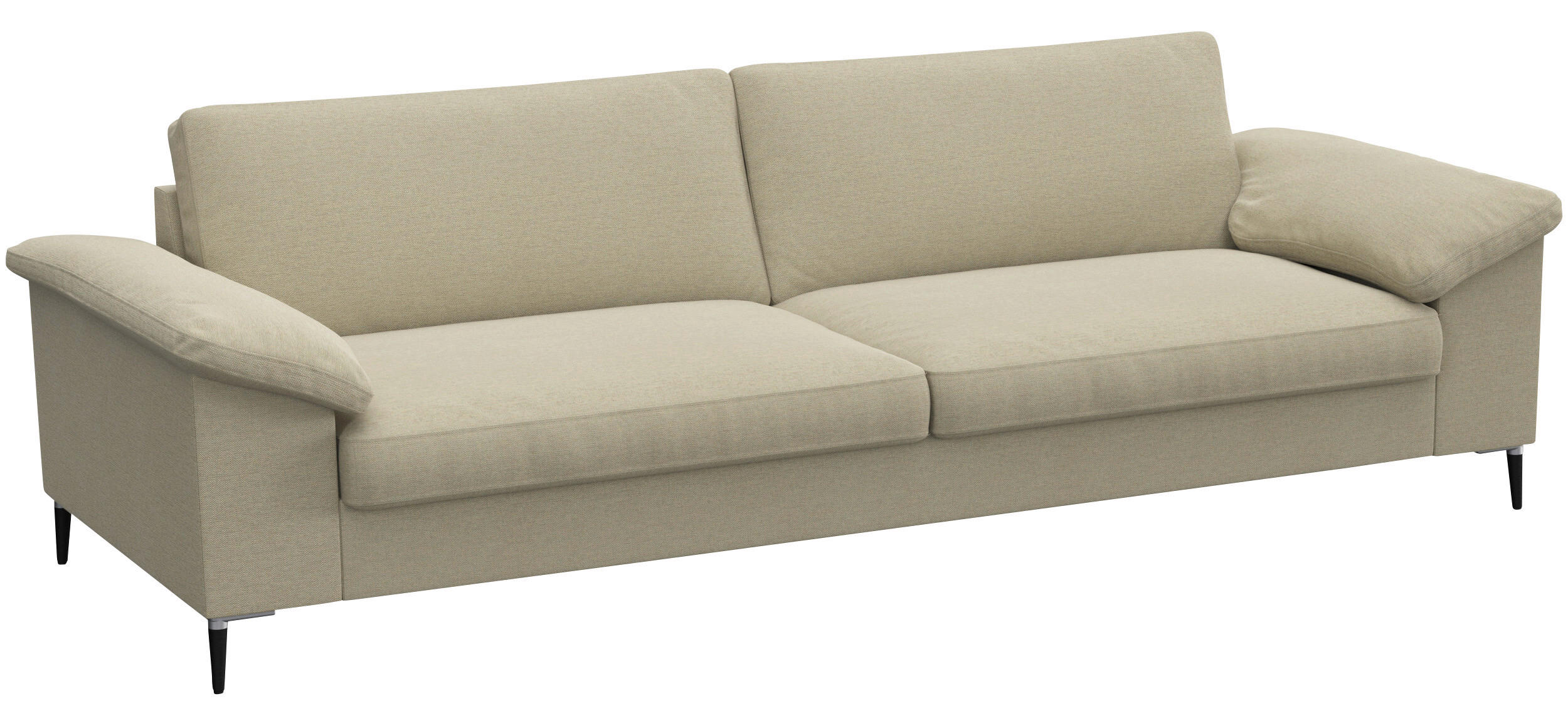3-SITZER-SOFA Flachgewebe Beige  - Beige/Schwarz, Design, Textil/Metall (241/84,5/92cm) - Livetastic