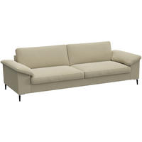 3-SITZER-SOFA Flachgewebe Beige  - Beige/Schwarz, Design, Textil/Metall (241/84,5/92cm) - Livetastic