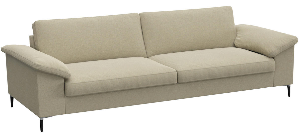 3-SITZER-SOFA Flachgewebe Beige  - Beige/Schwarz, Design, Textil/Metall (241/84,5/92cm) - Livetastic
