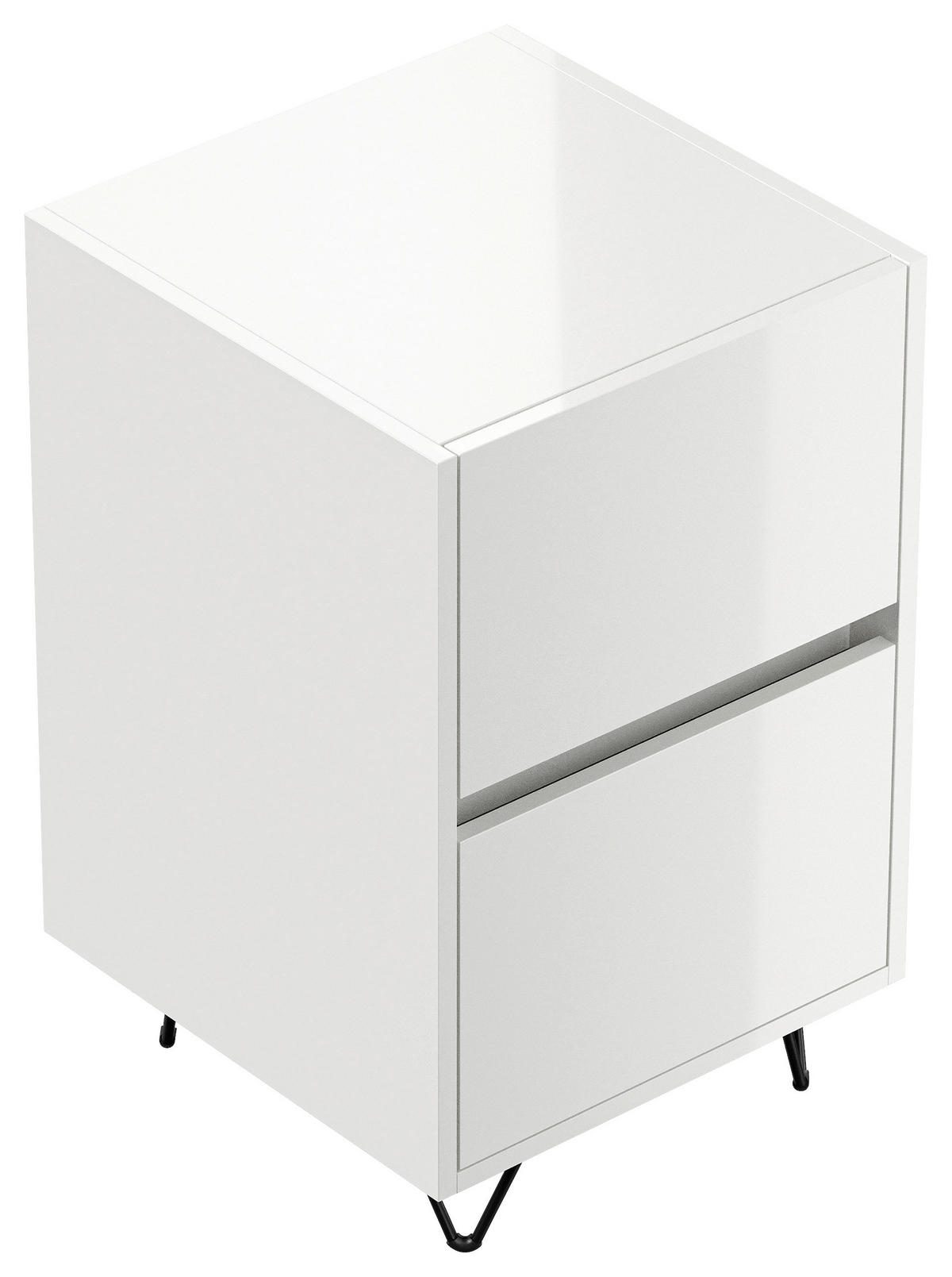 NACHTTISCH 41,2/65/42 cm  - Weiß Hochglanz/Schwarz, Basics, Holzwerkstoff/Metall (41,2/65/42cm) - MID.YOU