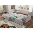Ecksofa mit Funktion Grau Flachgewebe Zierkissen, Rückenkissen, Bettkasten, Schlaffunktion, Rücken echt, Liegefläche im Originalstoff  - Schwarz/Grau, KONVENTIONELL, Kunststoff/Textil (190/277cm) - Carryhome