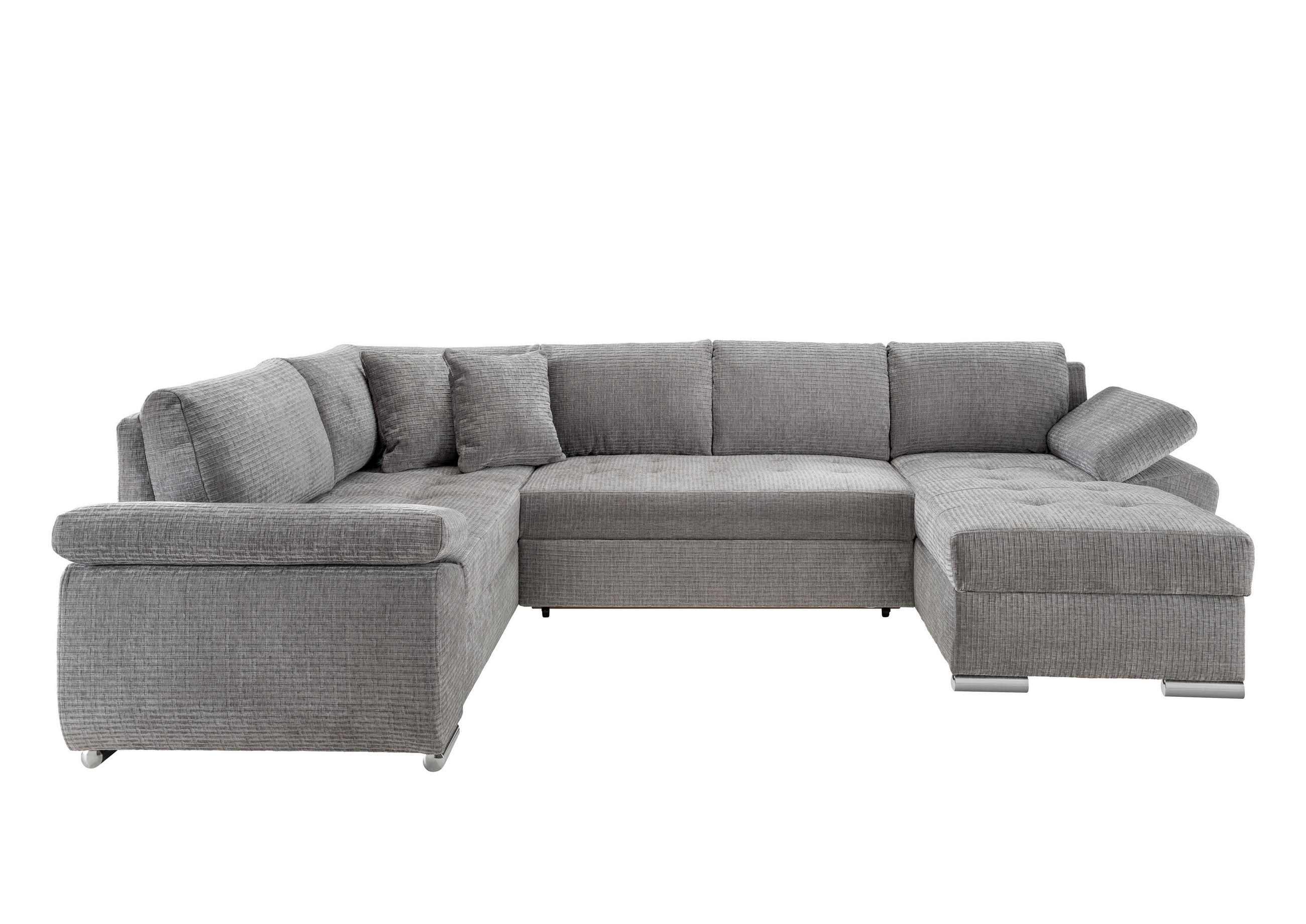 WOHNLANDSCHAFT Grau Mikrofaser  - Chromfarben/Grau, KONVENTIONELL, Textil (219/305/157cm) - Livetastic