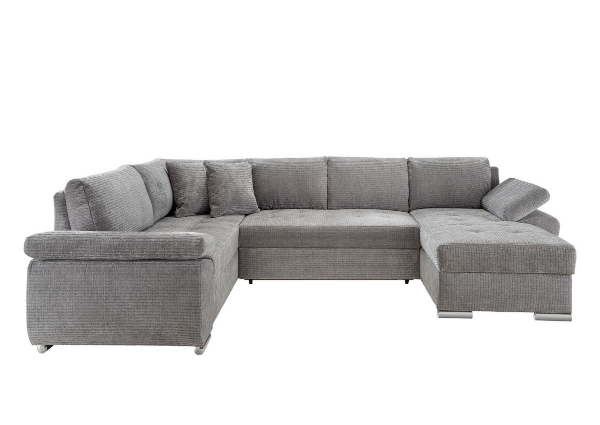 WOHNLANDSCHAFT Grau Mikrofaser  - Chromfarben/Grau, KONVENTIONELL, Textil (219/305/157cm) - Livetastic