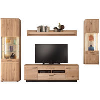 REGAL ZA DNEVNI BORAVAK boje hrasta   - boje hrasta/crna, Design, staklo/drvni materijal (305/208/50cm) - Livetastic