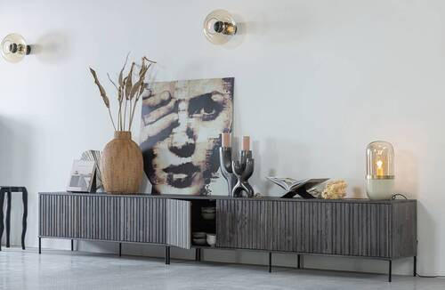 LOWBOARD  in 150/56/44 cm  - Dunkelbraun/Schwarz, Design, Holz/Holzwerkstoff (150/56/44cm) - Ambia Home