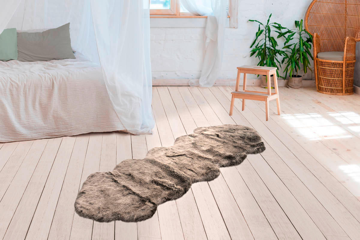 KOŽEŠINOVÝ KOBEREC, 60/180 cm, hnědá, olivově zelená - hnědá/olivově zelená, Design, textil (60/180cm)