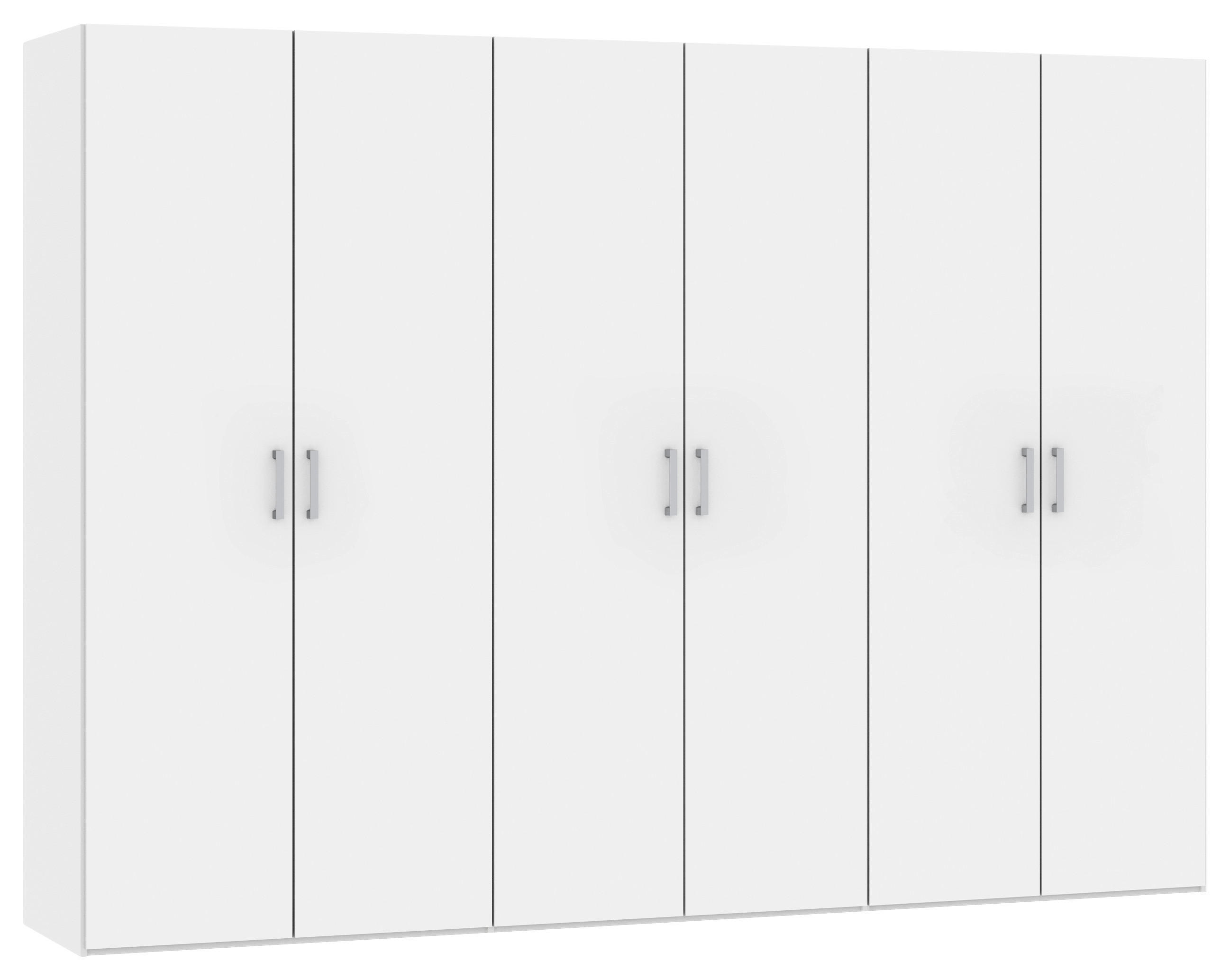 DREHTÜRENSCHRANK 303/195/59 cm,  in Weiß, 6-türig  - Chromfarben/Weiß, Design, Holzwerkstoff (303/195/59cm) - Boxxx