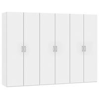 DREHTÜRENSCHRANK 303/195/59 cm,  in Weiß, 6-türig  - Chromfarben/Weiß, Design, Holzwerkstoff (303/195/59cm) - Boxxx