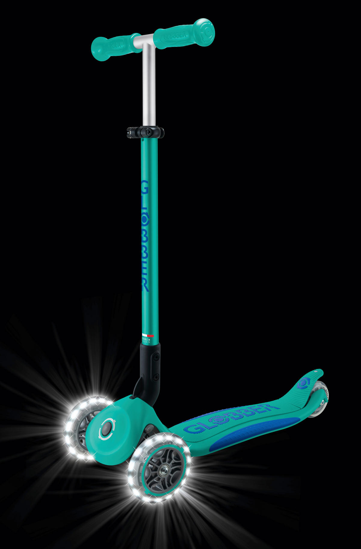 KINDERSCOOTER ELITE LIGHTS  - Türkis, Basics, Kunststoff (57.5/28/82.5cm) - GLOBBER