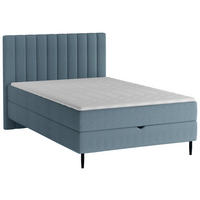BOXBETT 120/200 cm,  in Blau, Matratze, gepolstertes Kopfteil, Bettkasten, Topper, H2 = mittel  - Blau/Schwarz, Design, Holz/Holzwerkstoff (120/200cm) - Stylife