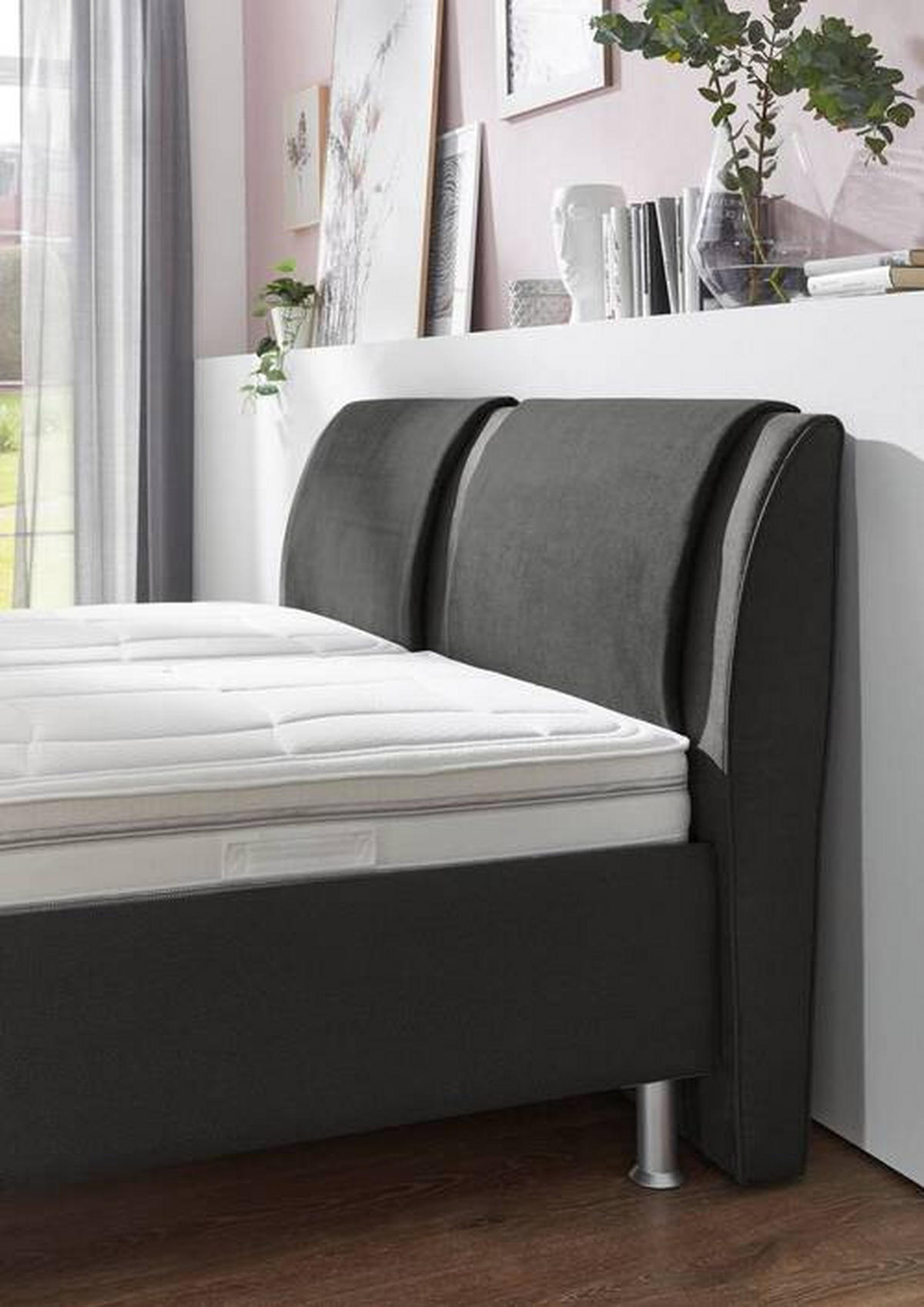 POLSTERBETT 180/200 cm  in Grau, Schwarz  - Weiss/Alufarben, Konventionell, Holz/Holzwerkstoff (180/200cm) - Beldomo - Sleep