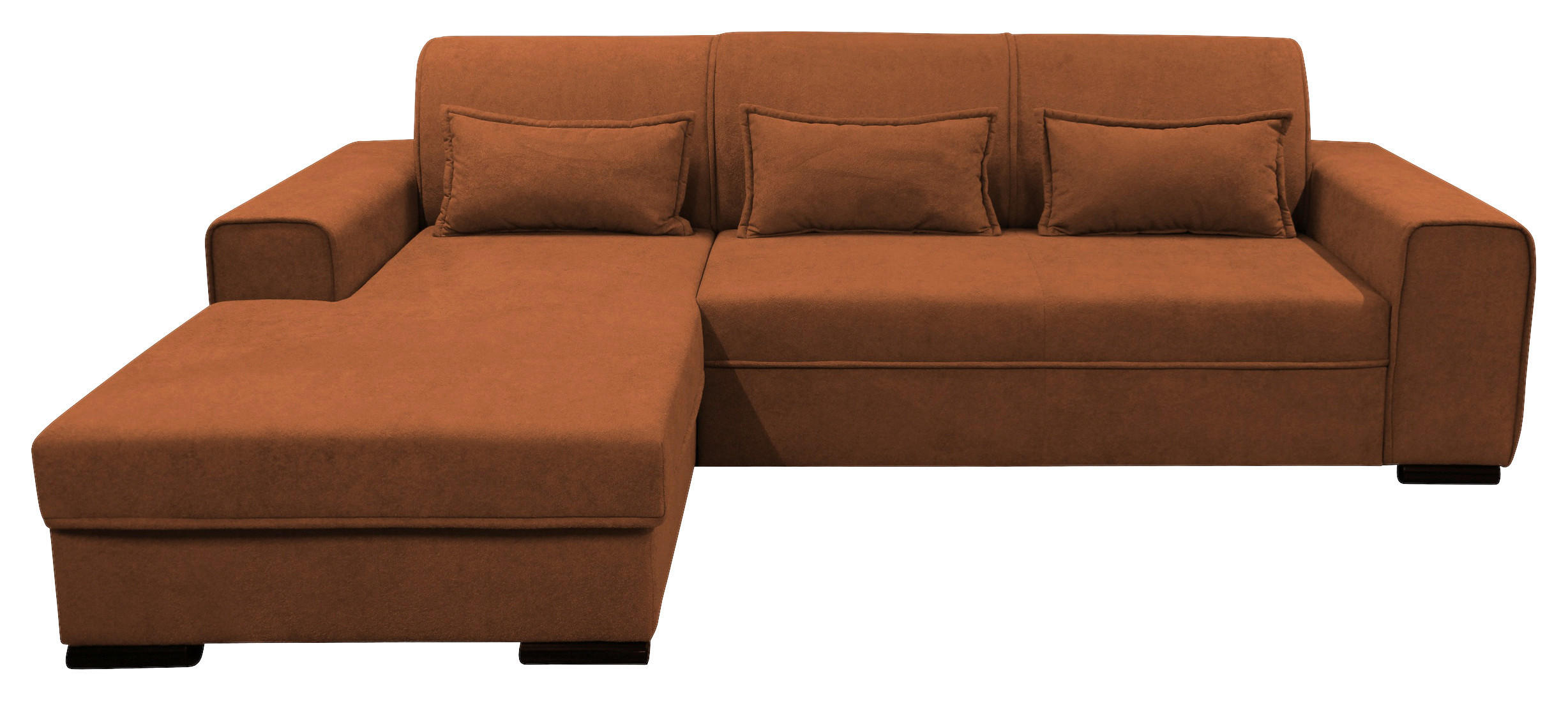 ECKSOFA in Struktur, Bouclé Rostfarben  - Rostfarben/Schwarz, Design, Kunststoff/Textil (175/270cm) - MID.YOU